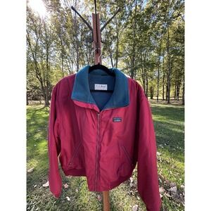 L.L. Bean Warm Up Jacket‎ Burgundy Teal Fleece Lined Vintage Mens Large